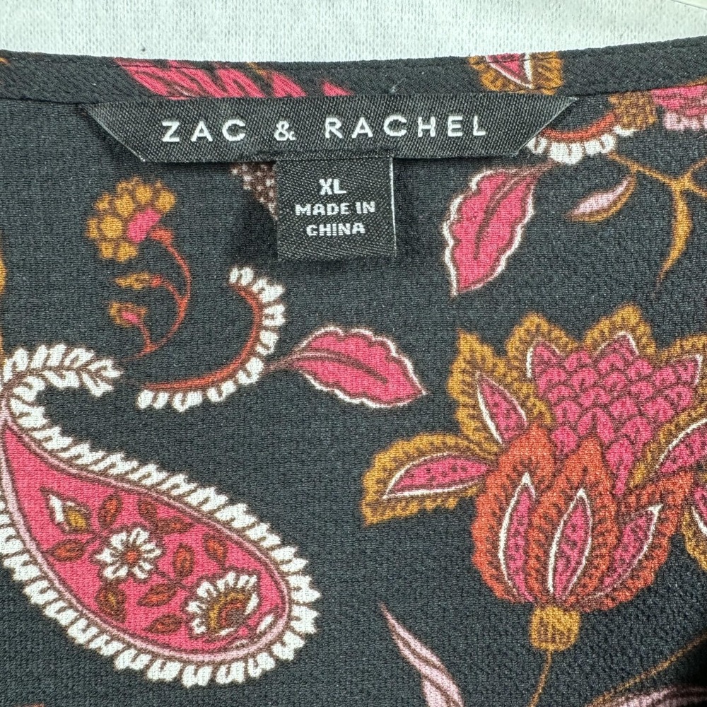 Zac & Rachel Blouse Womens XL Black Floral Paisley Boho Peasant Top‎ Long Sleeve - Picture 6 of 10